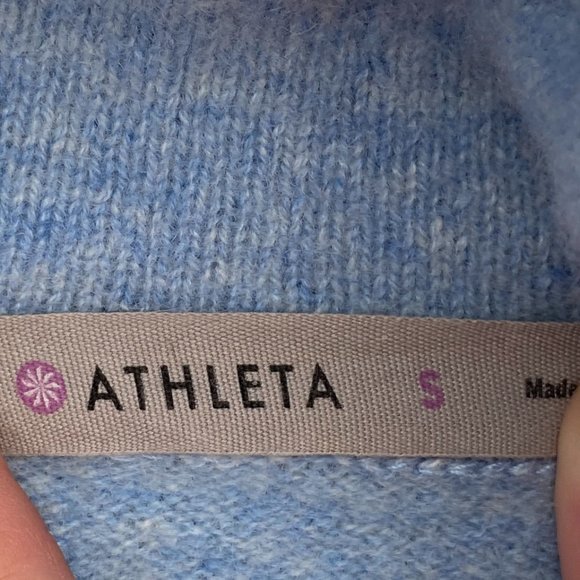 Athleta 100% Cashmere Turtleneck Sweater Heather Blue Minimalist Quiet Luxury-XS - Picture 11 of 13
